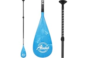 Abahub Carbon Fiber SUP Paddles, 1 x 3 Section Adjustable 67" - 86" Carbon Fiber Shaft, Lightweight Stand-up Paddle Oars for Paddleboards, with a Carrying Bag