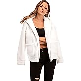 Comeon Womens Casual Coat Lapel Fleece Fuzzy Faux Shearling Zipper Hooded Warm Winter Oversized Jackets