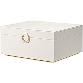 pickpiff 2 Layer Jewelry Box Organizer for Women, Jewelry Organizer with Handle & Removable Tray, Necklace Holder Ring Earring Storage, Velvet Lined Jewelry Case for Home or Travel, Gift Ready, Beige
