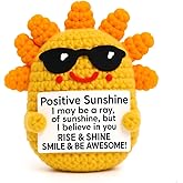 PICKLE BUDDIES Positive Sunshine Radiate Warmth - Emotional Support Crochet Dolls Handmade Positive Crochet Animals Gifts Emotional Support Plushies for Anxiety & Stress Relief Desk Decor
