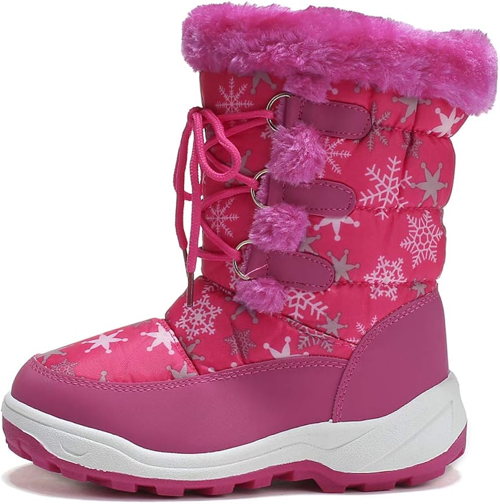 DRKA Toddler Snow Boots for Kids Boy Girls Waterproof Insulated Rubber