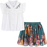 Mud Kingdom Beautiful Girl Skirt Set Floral Ruffle Sleeveless Summer Casual Clothing