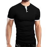 Gnvviwl Men's Casual Stretchy Henley Shirts Fitted T Shirt Soft Stylish Tee Tops