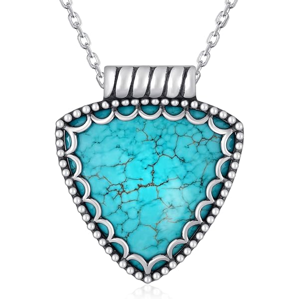 Collar De Turquesa Auténtica Para Mujer - Plata De Ley 925, Colgante Ovalado, Cadena Ajustable 18+2 Pulgadas