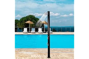 THABATAD 5.3 Gallon Solar Heated Outdoor Shower, 2-Section Outdoor Heated Shower with Shower Head and Foot Shower Tap for Poolside Backyard Beach Garden Spa, Black