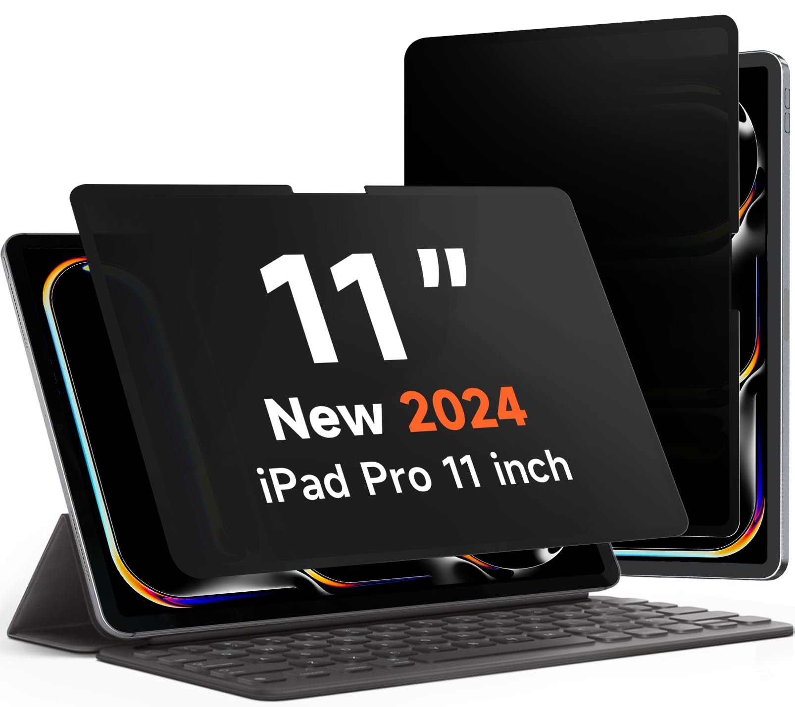 Photo 1 of Upgrade 360° Privacy Screen Protector for Apple iPad Pro 11 inch 5th M4 2024, Magicsuction 4-Way Anti Spy Glare Blue Light Filter (Landscape+Portrait Privacy), High Sensitive/Bubble Free/Reusable