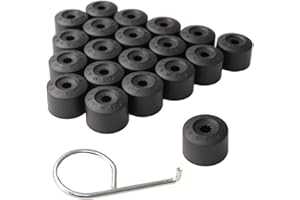Nihfien 20Pcs 17mm Car Wheel Lug Nut Covers, Dustproof Auto Tire Bolt Protection Caps, Wheel Center Cover with Removal Tool Dismantle Replacement 1K0 601 173 for Jetta Beetle Passat GTI CC（Black）