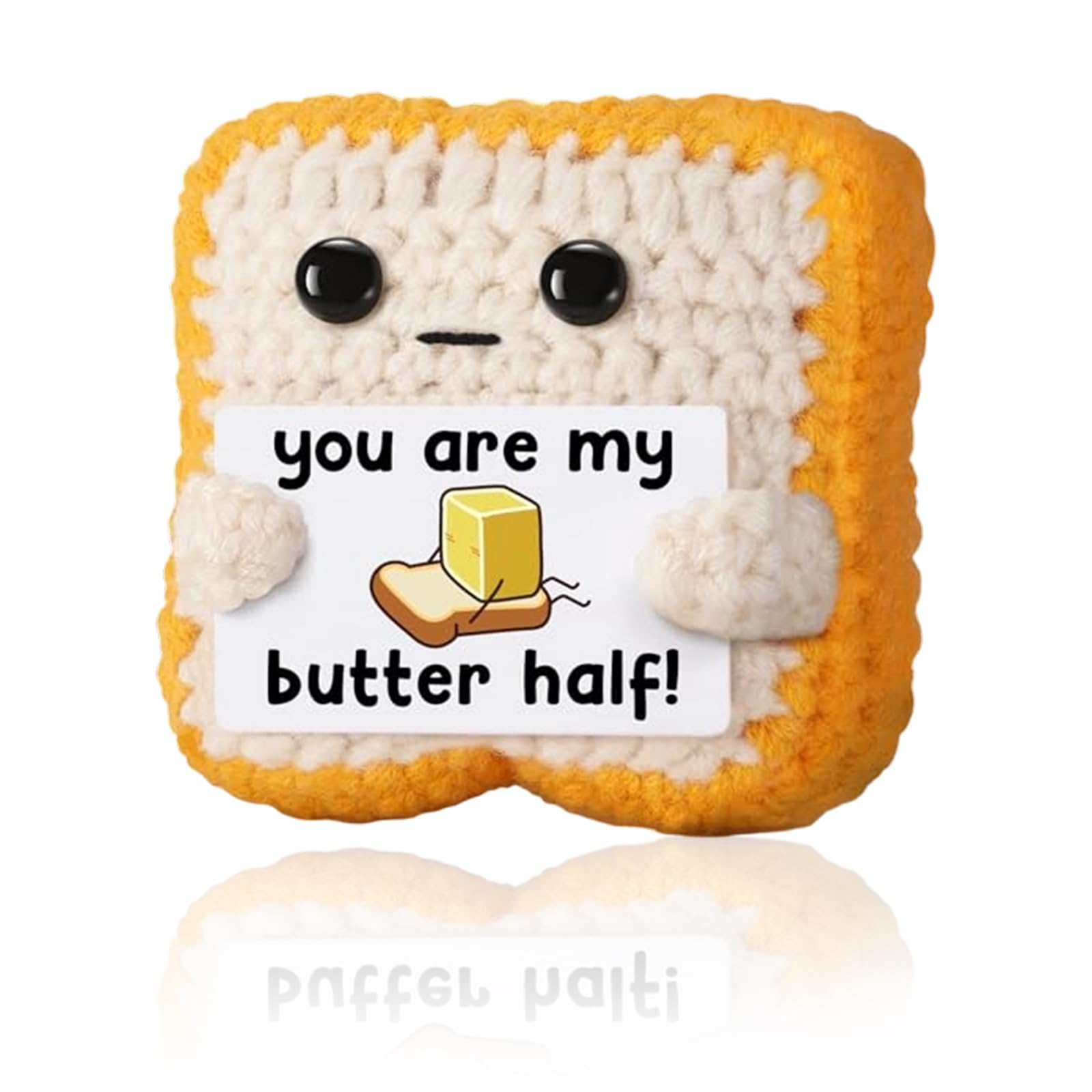 Qubitly Positive Crochet Teckel, Brown Handmade Weiner Dog, Yarn & Cotton Stuffed Animal, Positive Crochet Animals, Emotional Support Dog, Dachshund Gifts (Toast) — image 1