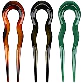 minkissy Hair Clip, 3 French Hair Pins for French Pin Updo, Tortoise Shell Hair Forks 2 Prong Bun Hair Sticks, Hair Pin for Wedding, Party and Daily Wear