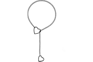 ZMANYIJEW Heart O-ring Slip Chain Necklace for Women,Punk Gothic Stainless Steel Cuban Necklace for Women Adjustable Lariat Y-Necklace for Men,Size 24 '' 29 '' 34 ''