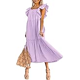 Dokotoo Women's 2025 Spring Summer Square Collar Dress Off Shoulder Style Elegant Ruffle Hemline Skirt Mini Dresses S-XL