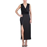 BCBGMAXAZRIA Womens Sleeveless Surplice Neck Satin Maxi Dress