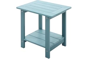 Meluvici Double Adirondack Side Table Weather Resistant, Outdoor Rectangular End Table for Adirondack Chair, Aruba