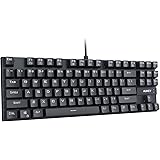 AUKEY Mechanical Keyboard TKL Gaming Keyboard with Clicky Blue Switches [No Backlit], Compact 87-Key Tenkeyless Anti-Ghosting Wired Keyboard for Typing and Gamer, Black
