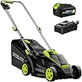 Steelite 13.2” Electric Lawn Mower for Small Yards - 2-in-1 Compact, Lightweight Brushless Motor, 21V 4.0Ah Battery & Charger Included, Green