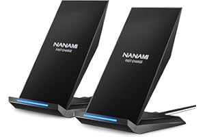 Fast Wireless Charger, [2 Pack] NANAMI Qi Certified Wireless Charging Stand Compatible iPhone 17/17 Air/17 Pro/17 Pro Max/16/15/14/13/12, Phone Charger for Galaxy S25/S24/S23/S22 and Qi-Enabled Phone