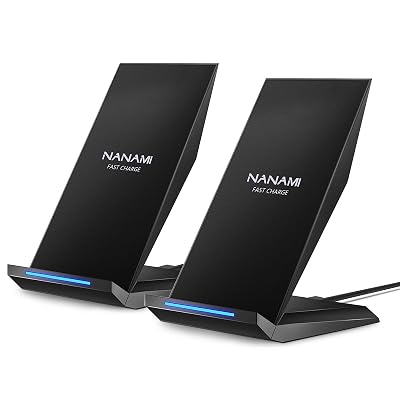 Fast Wireless Charger, [2 Pack] NANAMI Qi Certified Wireless Charging Stand Compatible iPhone 17/17 Air/17 Pro/17 Pro Max/16/15/14/13/12, Phone Charger for Galaxy S25/S24/S23/S22 and Qi-Enabled Phone