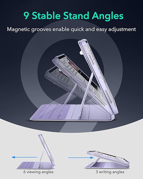 ESR FOR IPAD AIR 11 INCH CASE M3/M2 (2025/2024), IPAD AIR 5TH/4TH GEN CASE (2022/2020) 10.9 INCH, REMOVABLE MAGNETIC COVER, ADJUSTABLE PORTRAIT/LANDSCAPE STAND, 9 STANDING ANGLES, LIGHT PURPLE