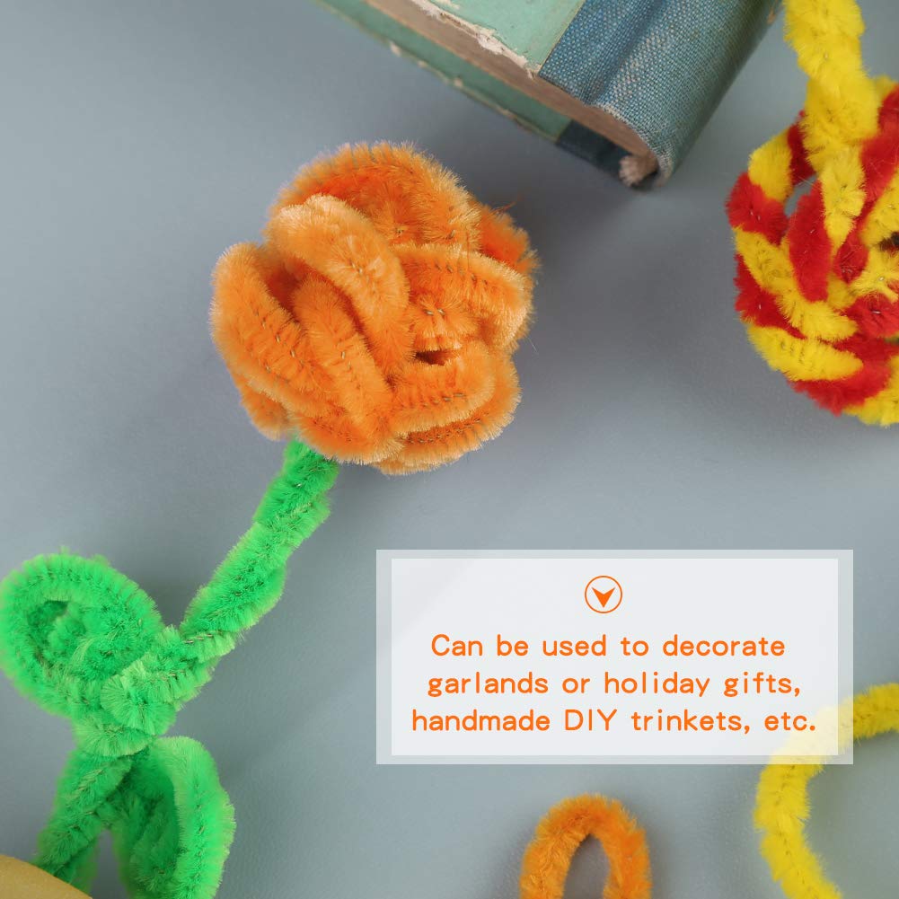 100 Pieces Pipe Cleaners Chenille Stem, Orange Pipe Cleaners Set for DIY Arts Crafts Decorations, Chenille Stems (Orange)