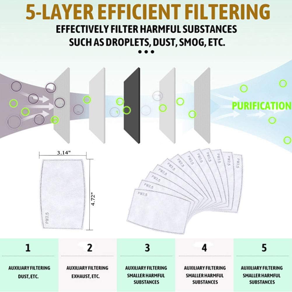 3pcs Bandanas Neck Gaiter with 12pcs Carbon Filters, Multi-Purpose Face Cover Scarf for Men Women Outdoors Sports Festival: Clothing