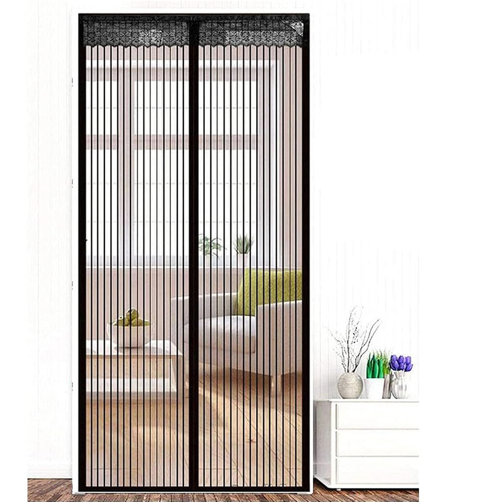 Magnetic Insect Door Net Screen Door Bug Keep Insects Out Mosquito Fly Insect Mesh Guard 2 Colour 20 Sizes 8 Day Delivered Easy to Use for Balcony Sliding Doors Living Room(Black,80x200cm)
