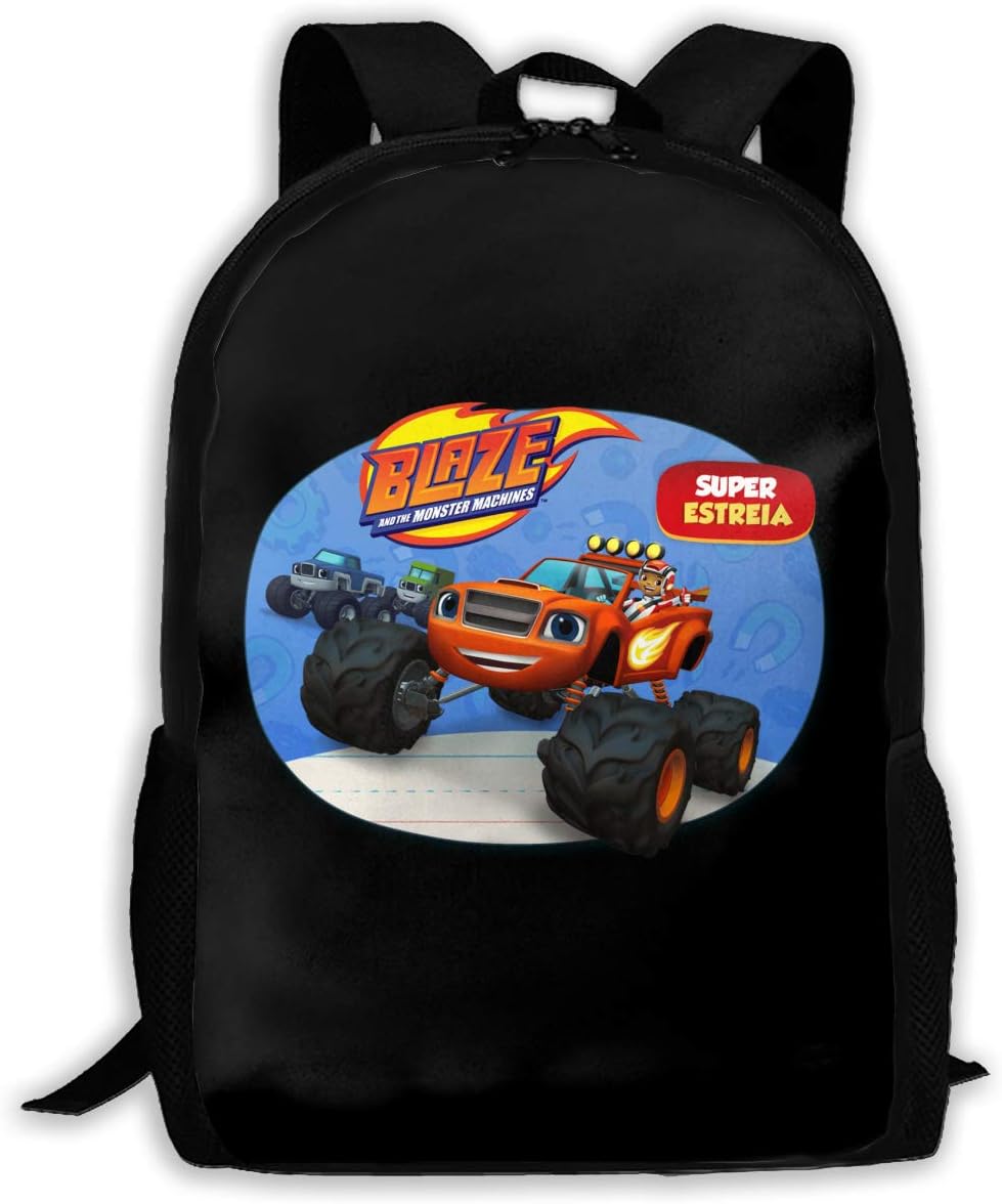 Blaze and The Mon-Ster Mach-INES Large Backpack 15 Inch Polyester College Student Bookbag for Boys Girls Men Women