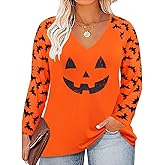 RITERA Plus Size Halloween Tops for Women Long Sleeve Shirts Casual Crewneck Tunics Fall Winter XL-5XL