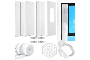 NWESTUN Portable AC Window Kit, 2024 New Upgrade Portable AC Window Vent Kit, Portable AC Kit with 2Pack 3m Window Seal, Adjustable Sliding Window AC Vent Kit for Exhaust Hose with 5.1"/13cm Diameter