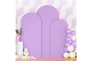 PATYDEST 7.2ft 6.6ft 6ft Arch Covers Lavender Wedding Arch Cover Set of 3 Balloon Arch Spandex Cover Purple Arch Backdrop Cover Round Top Chiara Backdrop Cover for Happy Birthday Party Arch Decoration