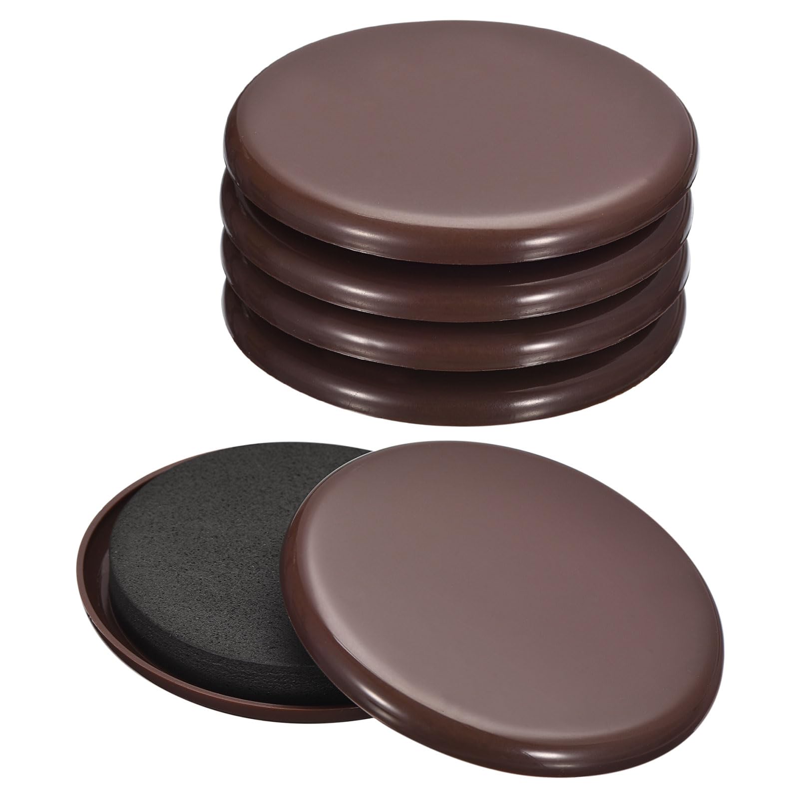 uxcell Furniture Sliders, 8Pcs 3.5" - Plastic Reusable Round Sliding Pads, Chair Glides for Carpeted Tile Vinyl Hardwood Floors (Brown)