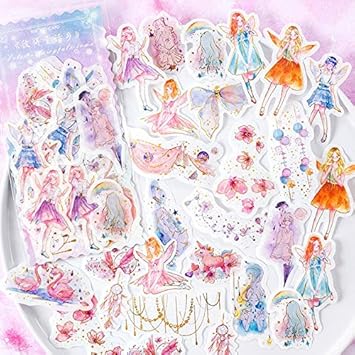 Buy Chengqism Pink Girl Sticker Peter Pan Fairy Elf Golden Blue