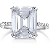 STARCHENIE 8ct Elongated Emerald Cut Engagement Ring for Women, Sterling Silver Simulated Diamond Promise Ring Size 5-10