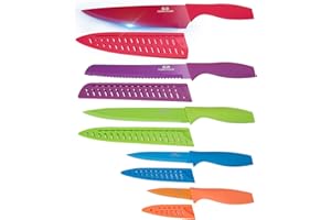 G.a HOMEFAVOR Knife Set, 5-piece Colored Knife Set Nonstick Coated with 5 Knife Sheath Covers