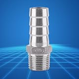 Walfront SS304 Male Thread Barb Hose Tail Connector 1/2 x 19mm Stainless Steel view 2