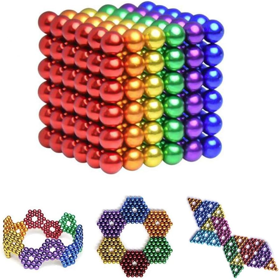 LIKEE 216pcs 5 Millimeter Magnetic Puzzle Toy for Adult Fidget Toys Rare Earth Magnets Desk Toys Desk Games Magnet Toys(6 Colors)