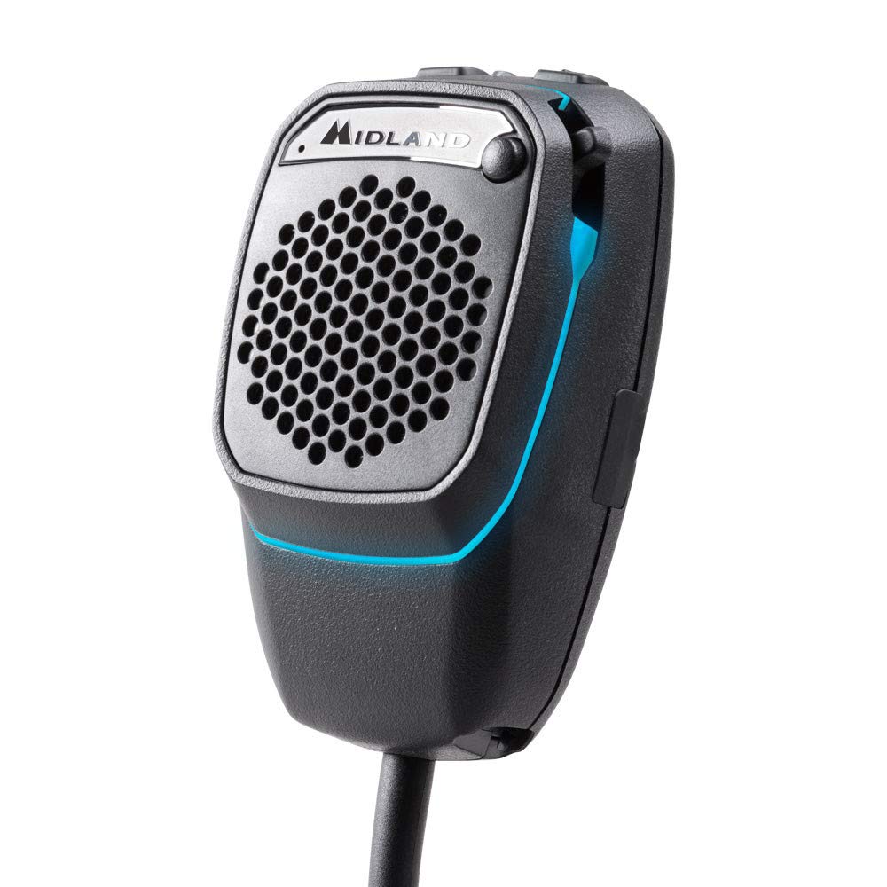 Midland Dual Mike Preamplified 4 Pin 48 CB Digital Bluetooth Microphone Connects to CB and Smartphone, with Analog PTT, Speaker and DSP for Better Voice Quality, Black