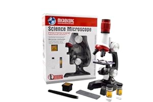 Jiusion Kid Microscope Science Kits, 100X 400X 1200X Trinocular Magnification Beginner Toy Home School Educational Biological Hand Held Camera Compound Scope with slides for Kids Children