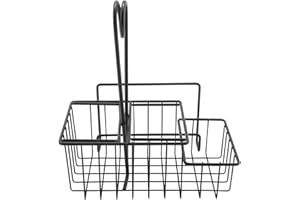 GET G.E.T. 4-31698 Black Metal Three Compartment Condiment Caddy with Menu Iron Powder Coated Table Caddies Collection