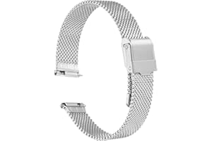 316L Stainless Steel Mesh Watch Band 13mm Quick Release Adjustable Metal Watch Strap for Men Women, Silver Tone