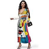 Hdjxbdhsv Womens Dresses Sexy V-Neck Long Sleeve Maxi Dress Elegant Ankle Dresses Wedding Guest Sundress with Pockets