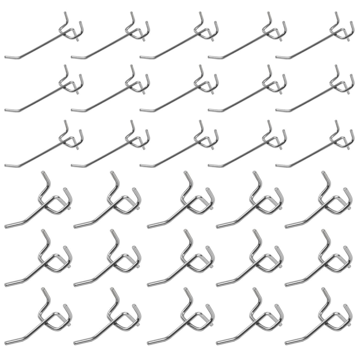 Sgehai 60pcs peg Board Hooks,30pcs10cm/3.9 Inches,30pcs 5cm /1.96 Inches,Metal Perforated Board Hooks,Heavy Duty Hanging pegboard Accessories,for Retail Store Supermarket Kitchen Garage