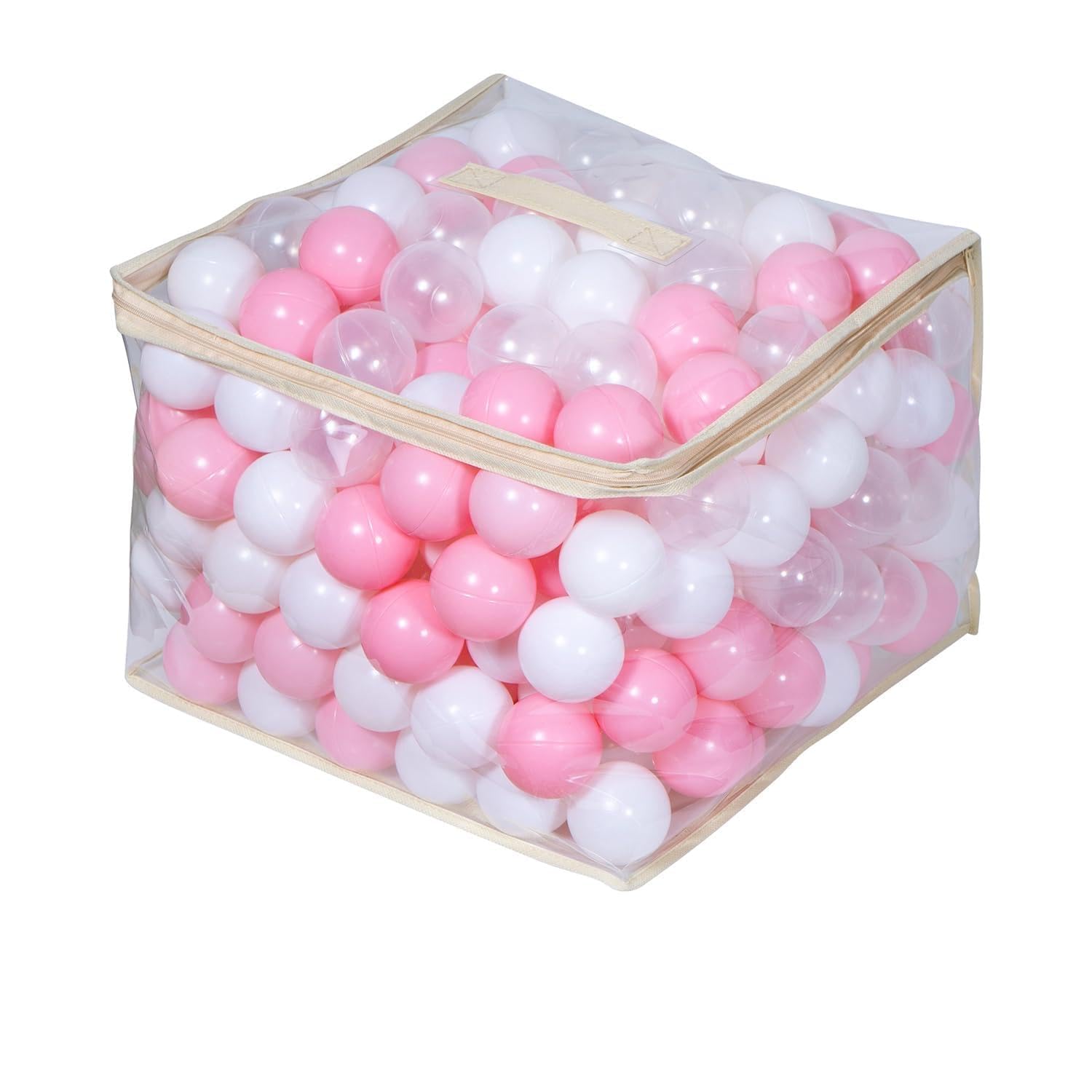Photo 1 of Thenese Ball Pit Balls for Kids, Pool Toys Thicken Soft Plastic Balls for Ball Pit BPA Free Toddler Toy White Clear and Pink 300pcs