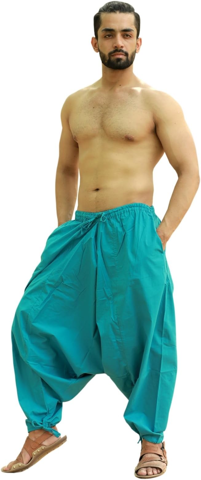 Sarjana Handicrafts Indian Ethnic Men's Women's Cotton Solid Harem Pant Hippie Trouser with Drawstring