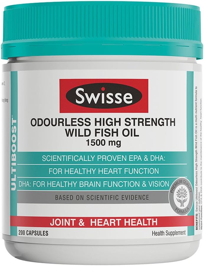Swisse Ultiboost Odourless High Strength Wild Fish Oil, 1500mg, 200