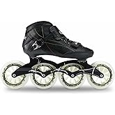 Inline Speed Skates Adult for Women Mens, Professional Roller Skates Blades, High Performance Racing Skates, Fitness &amp; Marathon Skating Gear, Unisex Black