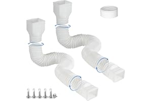 plusgutter 2 Pack Rain Gutter Downspout Extensions, Flexible Downspout Extender with 58"+68" Extendable Pipes for Rain Water Drainage, Durable Down Spout Drain Extension with Connector (White)