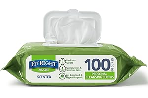 Medline FitRight Aloe Personal Wipes, 8 x 10 Inches, Scented, Soft Pack with Flip Top Lid, Pack of 100