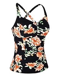 Hilor Women's Tankini Tops Shirred Tummy Control