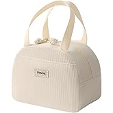 FAMTUDE Corduroy Lunch Bag for Women Men Cute Lunch Tote Bags Reusable Insulated Lunch Box Large Capacity Reusable Insulated Cooler for Work/Picnic/Travel (Corduroy Beige)
