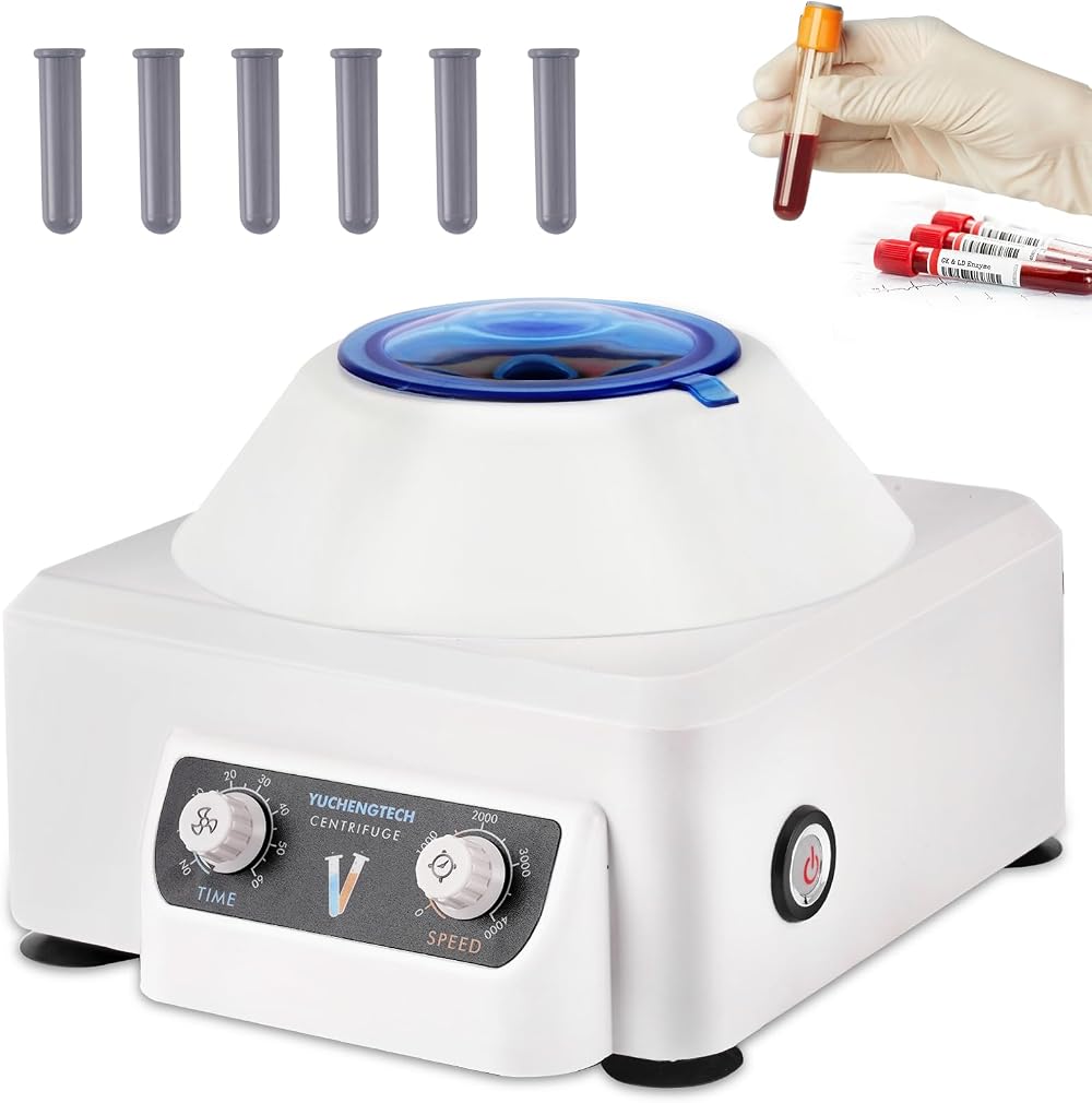 YUCHENGTECH 6x10ml Lab Centrifuge 4000RPM 1685xg Benchtop 0-60min Timer 220V